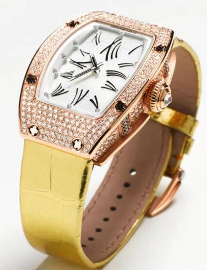 Replica Richard Mille RM 007 Rose Gold Diamonds White Dial Watch